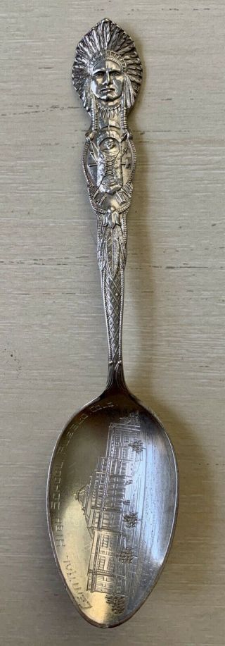 Antique Central High School Pueblo Co Sterling Souvenir Spoon With Indian Chief