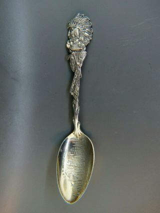 Figural Indian Chief Sterling Souvenir Spoon