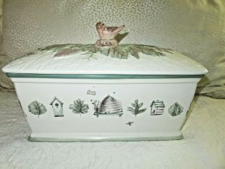 Pfaltzgraff Portfolio Naturewood Ceramic Bread Box With Lid Rare Discontinued