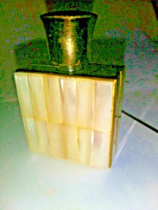 Antique Estate Mother Of Pearl Brass Mini Perfume Bottle