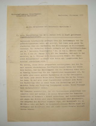 Rare 1939 Ww2 World War Ii Nazi Germany Karlsruhe Letter 