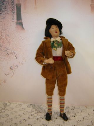 Vintage Artist French Man Doll Handmade Cloth Folk Art Stockinette