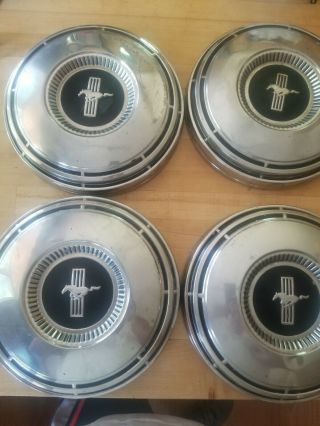 1968 - 1969 Ford Mustang Dog Dish Poverty Hubcaps,  Set Of 4.  Rare Wheel Covers
