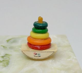 Vintage Stacking Ring Game Nursery Toy Artisan Dollhouse Miniature 1:12