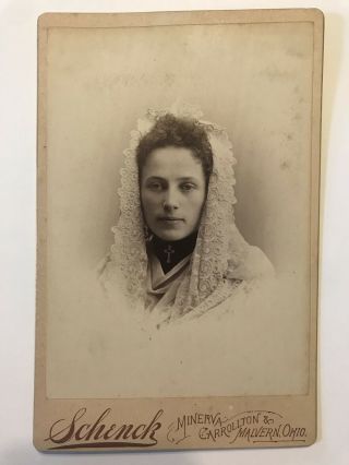 Rare Antique Minerva Carrollton Malvern Ohio Pretty Woman In Vail Cabinet Photo