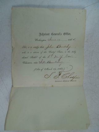Antique 1864 Civil War 8th York Cavalry Sutler Document Signed Letter Vtg