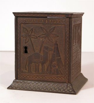 1889 Cast Iron " Arabian " Safe / Floor Safe Figural Still Bank By Kyser & Rex