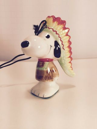 Rare Vintage Peanuts Chief Snoopy Ceramic Ornament