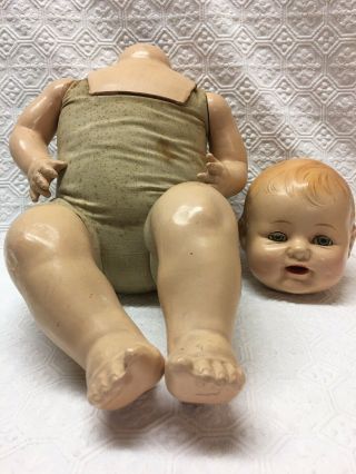 Antique Vintage Dimples Baby Doll 19 " Horsman Sleepy Eyes Needs Repaired