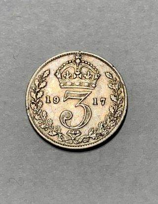 1917 Sterling Silver 3 Pence Foreign Coin Rare