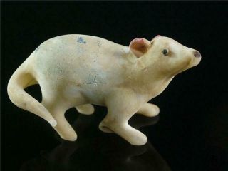 Old Chinese Peking Glass Carve Statue Netsuke One Of 12 Zodiac Animal Mouse