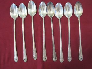 8 Holmes & Edwards Silver Plate Ice Tea Spoons In The Lovely Lady Pattern