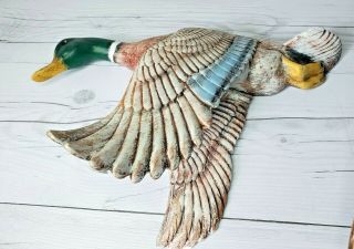 RARE Vintage Atlantic Mold Ceramic Flying Ducks A127,  Rustic Mallard Duck Decor 2