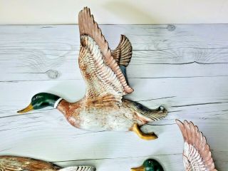 RARE Vintage Atlantic Mold Ceramic Flying Ducks A127,  Rustic Mallard Duck Decor 3