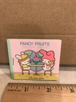 Rare Vintage Sanrio 1976 My Melody “fancy Fruits” Mini Seal Sticker Book 6 Pages
