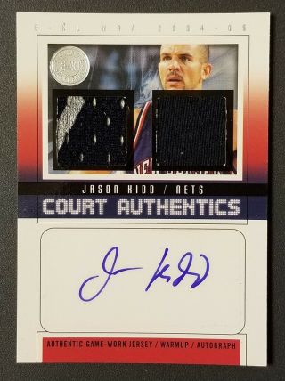 2004 05 Jason Kidd E - Xl Court Authentic Game Worn Dual Jersey Autograph /30 Rare