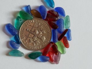 Rare Red Slivers Cobalt Beachen Sea Glass Tiny Cute Crafty Art 2