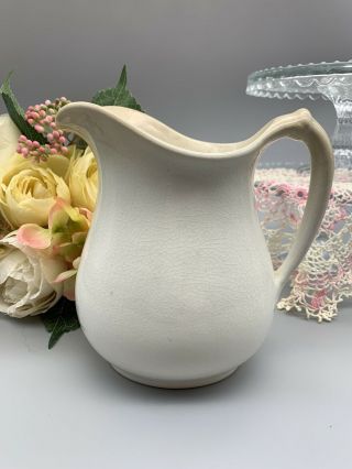 Vintage Antique White Ironstone Homer Laughlin Creamer Pitcher Rope Handle 5”