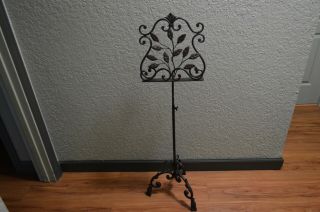Adjustable Height Brass Style Metal Music Stand With Leaf Design Rare