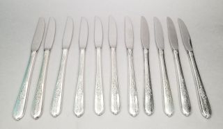 11 Oneida Nobility Plate 1939 Royal Rose Modern Grille Knife 8 - 1/2 " Silverplate