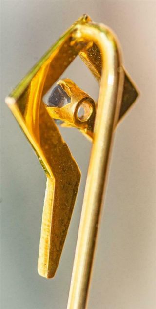 RARE Designer SIGNED c.  1910 Art DECO 14K Gold & SAPPHIRE Stick PIN BOX 3