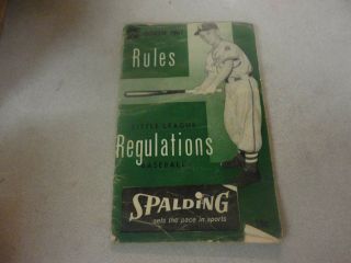 Rare Spalding 1961 Little League Baseball Rules And Regulations Book