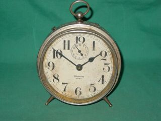 Antique Westclox Big Ben Peg Leg Alarm Clock Nickel Finish 1925 Lasalle Illinois