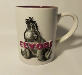 Rare Walt Disney World Winnie The Pooh Eeyore 3d Ceramic Coffee Cup Mug White