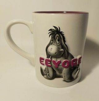 Rare Walt Disney World Winnie The Pooh Eeyore 3D Ceramic Coffee Cup Mug White 2