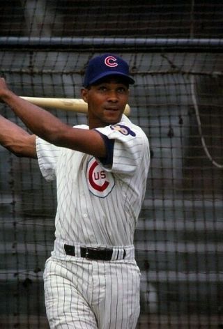 1964 Photo Slide Billy Williams Chicago Cubs At Bat In Rare Color