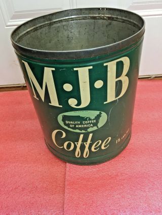 Bs7 Rare Vintage Mjb M J B Coffee Tin Can 15 Lbs Big 12 " H X 10 " Dia No Lid