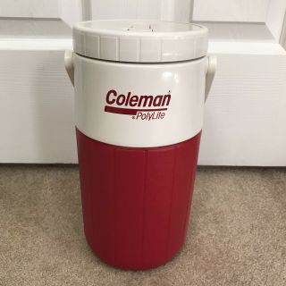 Vintage 90s Coleman 5590 Polylite 1/2 Gallon Water Cooler Jug,  Red & White Rare