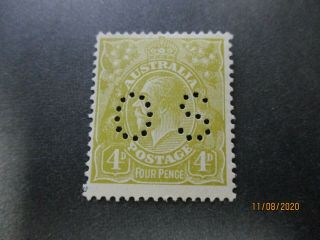 Kgv Stamps: 4d Olive Perf Os - Rare - (k37)