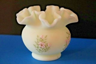 Vintage and Rare Fenton Ruffled Candy Dish Hand Painted by M.  Dickinson 3