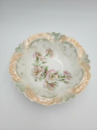 Antique Hand Painted Decorative Porcelain Floral Design Serving Bowl - Germany