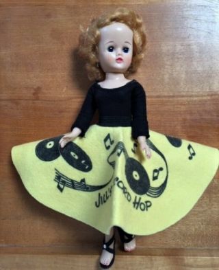 Vintage Vogue Jill Record Hop Skirt,  Leotard & Black Rhinestone Heels