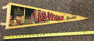 Rare Vintage Las Vegas Nevada Pennant Golden Nugget Gambling Hall 27 "