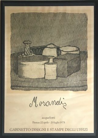 Rare Vintage Giorgio Morandi Exhibition Poster 1978 Uffizi Gallery,  Italy