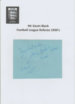 Gavin Black Referee 1950s Rare Hand Signed Autograph Book Page