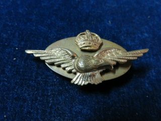 Rare Orig Ww2 " Variation " Officers Eagle & Crown Cap Device " Rcaf "