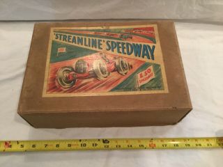 Vintage Louis Marx (great Britain) Streamline Speedway W/wind - Up Cars - Rare