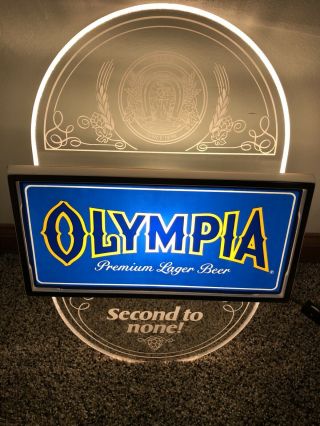 Old Olympia Premium Lager Beer Light Sign Mancave Bar Ware Rare