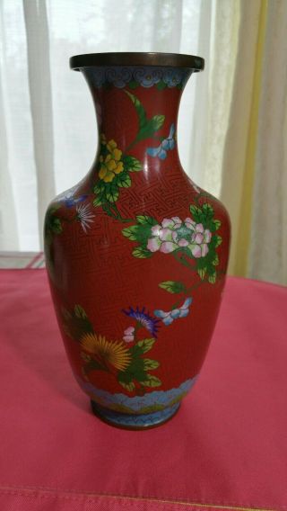 Antique Chinese Cloisonne Vase Handmade Rare And Old 9 "