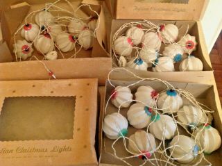 3 Boxes Rare Vintage Non Italian Sugared Lantern Globe Christmas Lights
