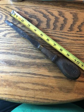 Large 11” Overall Antique Cabinet Makers Flat Blade Screwdriver Wood Handle