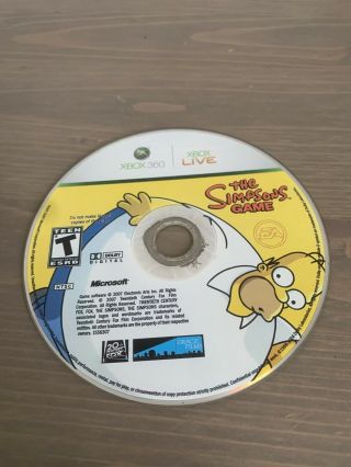 The Simpsons Game (microsoft Xbox 360,  2007) Game Disc Only Rare