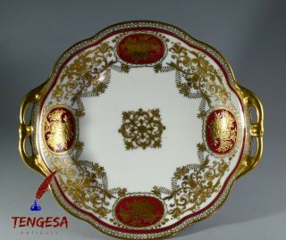 Antique Noritake Porcelain Twin Handle Shallow Dish Plate
