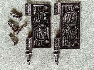 2 Antique Victorian Steeple Tip 1/2 Hinges,  Screws,  No Pins