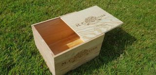 1 X Wooden Wine Box With Sliding Lid - Hamper,  Storage / Card Box