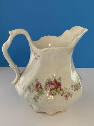 Vintage Floral Pitcher,  7.  5 " Tall,  American China Co.  Toronto Ohio